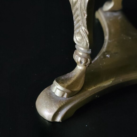 Large Vintage Brass Rams Head Stand with Crackle Glass Candle Holder / Bowl - Picture 4 of 7